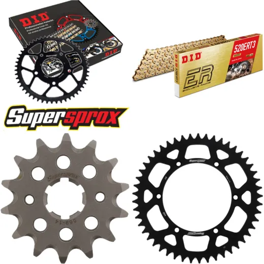 Kettensatz Alu schwarz für: KAWASAKI KX250 94-96 14-49-112 DID520ERT2(G&G) Clip