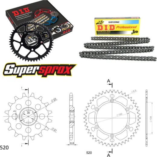 Chain Kit - ALU - black for: KAWASAKI KX500 84-84 15-46-120 DID520NZ Clip