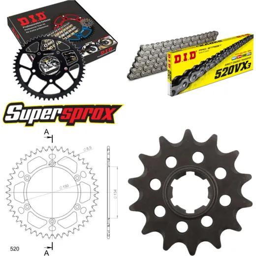 Chain Kit - ALU - black for: KAWASAKI KX500 85-85 14-46-112 DID520VX3 endless
