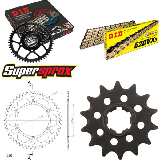 Kettensatz Alu schwarz für: KAWASAKI KX500 85-85 14-46-112 DID520VX3(G&B) Niet