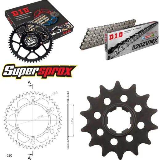 Chain Kit - ALU - black for: KAWASAKI KX500 85-85 14-46-112 DID520ZVM-X endless