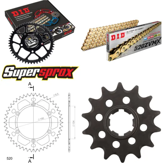 Chain Kit - ALU - black for: KAWASAKI KX500 85-85 14-46-112 DID520ZVM-X(G&G) rivet
