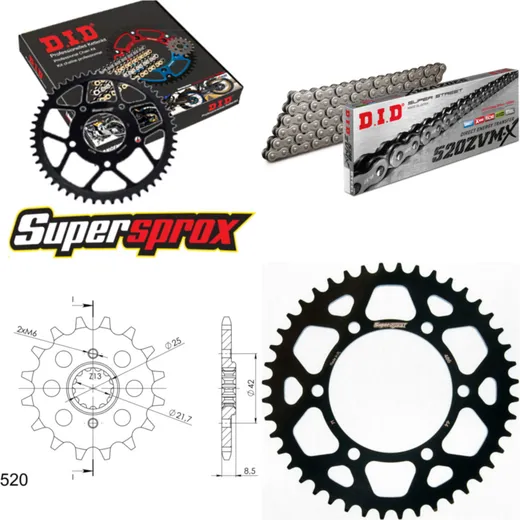 Chain Kit - ALU - black for: KAWASAKI GPX250 R Ninja 88-02 14-44-106 DID520ZVM-X endless