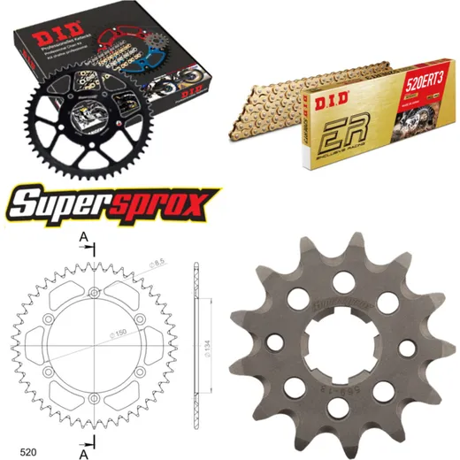 Chain Kit - ALU - black for: KAWASAKI KDX250 91-97 13-45-110 DID520ERT2(G&G) Clip