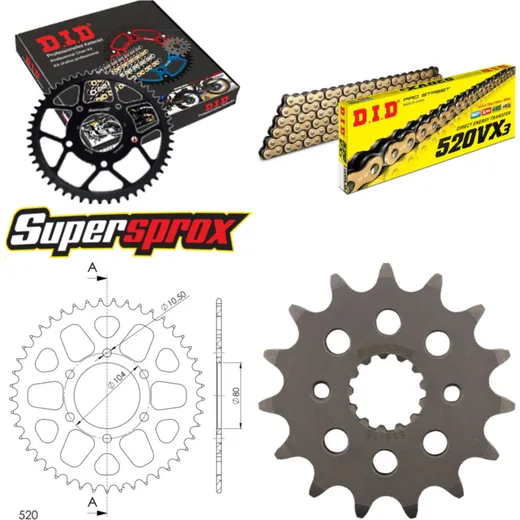Chain Kit - ALU - black for: KAWASAKI ZXR400 91-99 15-45-110 DID520VX3(G&B) Clip