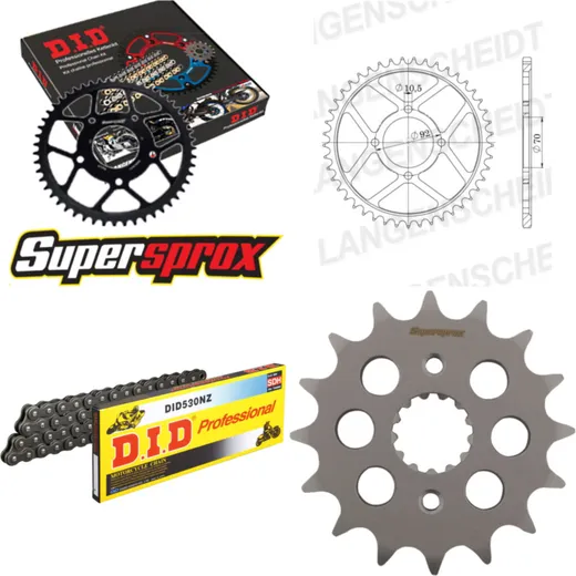 Kettensatz Alu für: KAWASAKI Z500 B 79-83 16-40-100 DID530NZ Clip