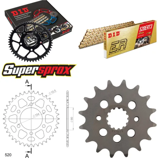 Chain Kit - ALU - black for: KAWASAKI GPZ400 49PS 85-89/ 16-38-104 DID520ERT2(G&G) Clip