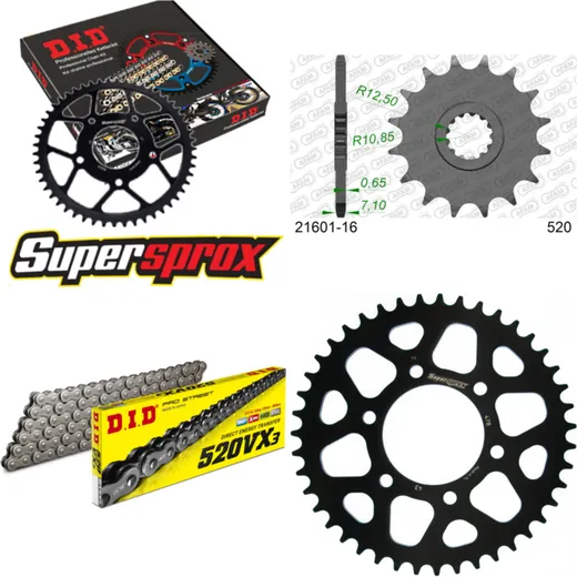 Chain Kit - ALU - black for: KAWASAKI ZX-6R /RR 09-12/ZX-6 16-43-112 DID520VX3 rivet