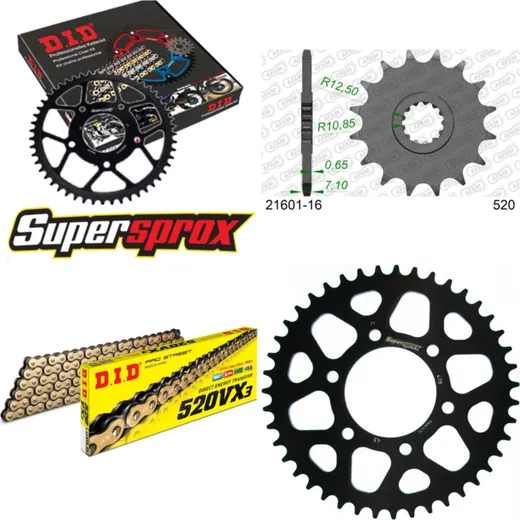 Chain Kit - ALU - black for: KAWASAKI ZX-6R /RR 09-12/ZX-6 16-43-112 DID520VX3(G&B) rivet