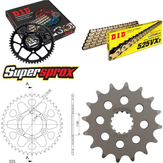 Chain Kit - ALU - black for: KAWASAKI ZX-7 R 750 96-02 16-43-110 DID525VX3(G&B) endless