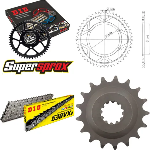 Kettensatz Alu für: KAWASAKI GPZ900 R 90-96 17-48-112 DID530VX3 Niet