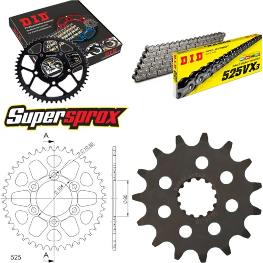 Chain Kit - ALU - black for: KAWASAKI Z900 ABS 17- 15-44-114 DID525VX3 endless