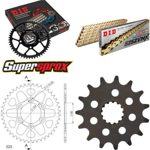 Chain Kit - ALU - black for: KAWASAKI Z900 ABS 17- 15-44-114 DID525ZVM-X(G&G) rivet