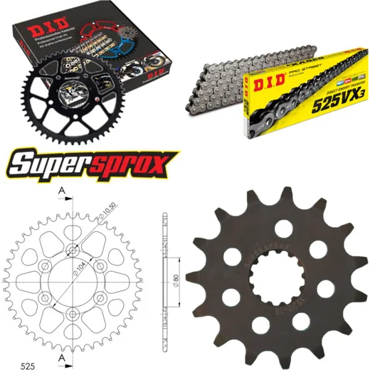 Chain Kit - ALU - black for: KAWASAKI Z1000 /ABS 10-15 15-42-112 DID525VX3 endless