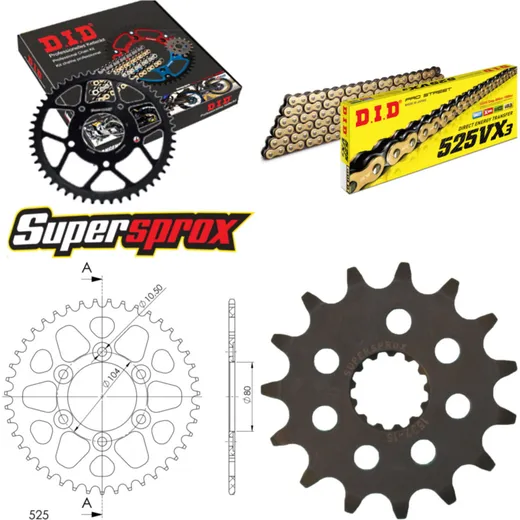 Chain Kit - ALU - black for: KAWASAKI Z1000 /ABS 10-15 15-42-112 DID525VX3(G&B) endless