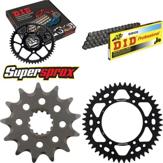 Kettensatz Alu schwarz für: SUZUKI RM250 99-00 13-48-112 DID520 Clip
