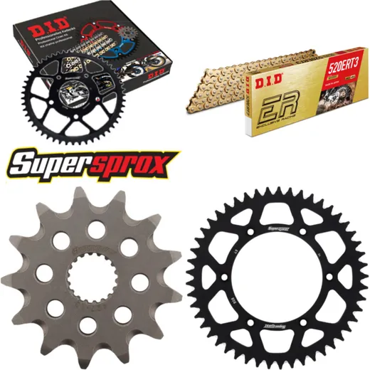 Kettensatz Alu schwarz für: SUZUKI RM125 92-93/RM125 00-0 13-49-114 DID520ERT2(G&G) Clip