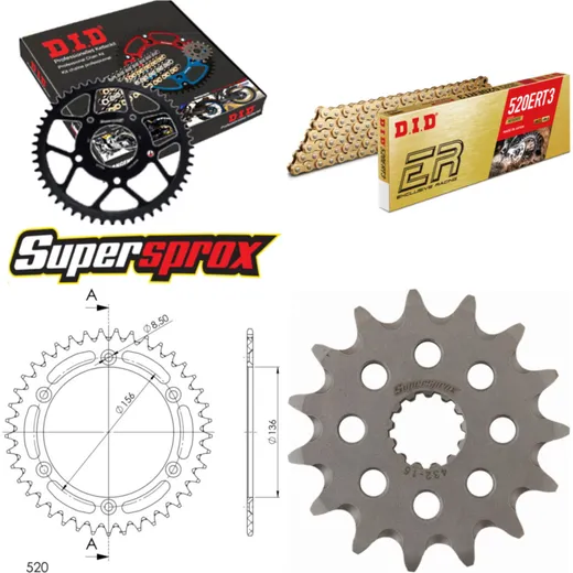 Kettensatz Alu schwarz für: SUZUKI DR350 SE 94-95 15-41-110 DID520ERT2(G&G) Clip