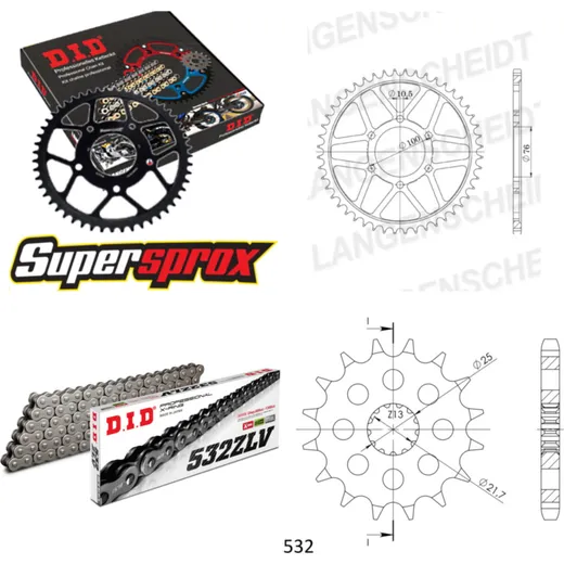 Kettensatz Alu für: SUZUKI GSX-R 1100 93-94 15-42-114 DID532ZLV Niet