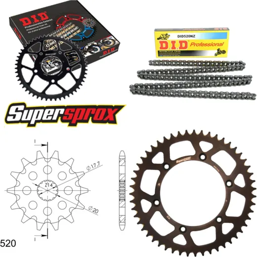 Kettensatz Alu schwarz für: Gas Gas EC125 03-12 13-51-114 DID520NZ Clip