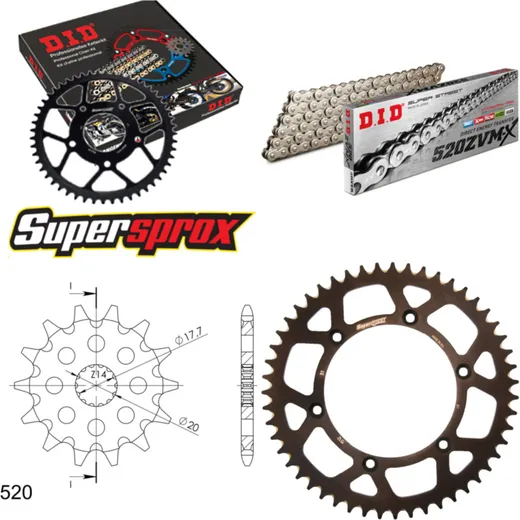Kettensatz Alu schwarz für: Gas Gas EC125 03-12 13-51-114 DID520ZVM-X(S&S) Endlos