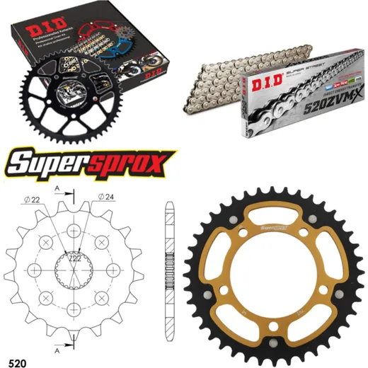Chain Kit Stealth gold for: APRILIA RS125 Extrema/Replic 17-40-110 DID520ZVM-X(S&S) endless