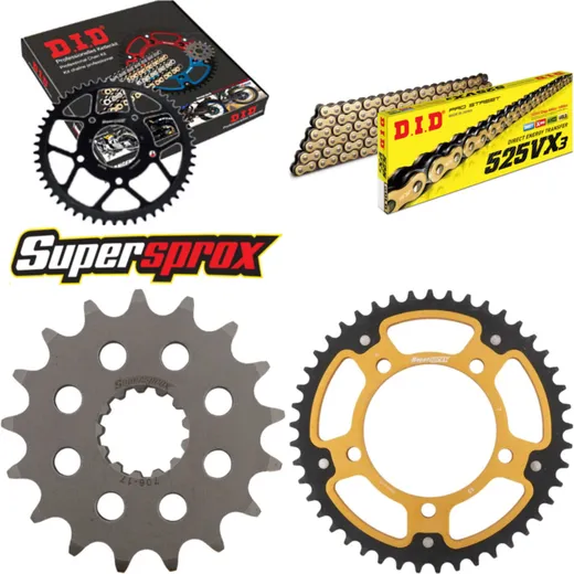 Kettensatz Stealth gold für: BMW S1000 R 13-15 17-45-120 DID525VX3(G&B) Niet