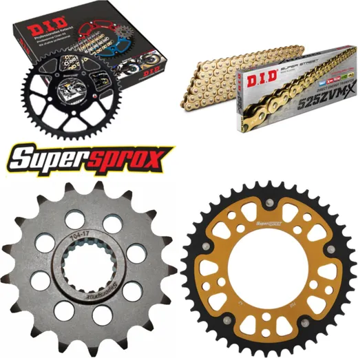 Chain Kit Stealth gold for: APRILIA RSV1000 Mille /R 01- 17-42-108 DID525ZVM-X(G&G) rivet