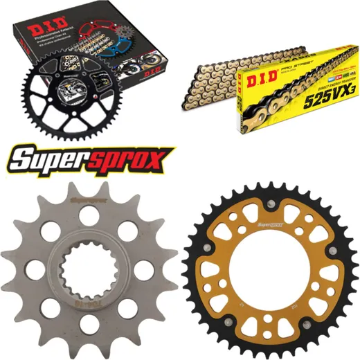 Chain Kit Stealth gold for: APRILIA Tuono V4 R ABS 11-14 16-42-110 DID525VX3(G&B) rivet