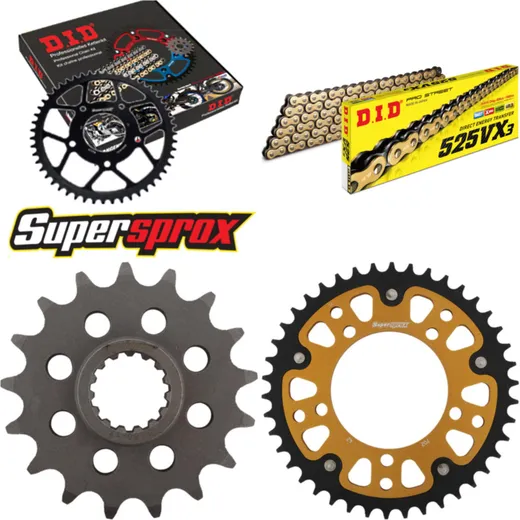 Chain Kit Stealth gold for: APRILIA Caponord 1200 13-15 17-42-112 DID525VX3(G&B) rivet