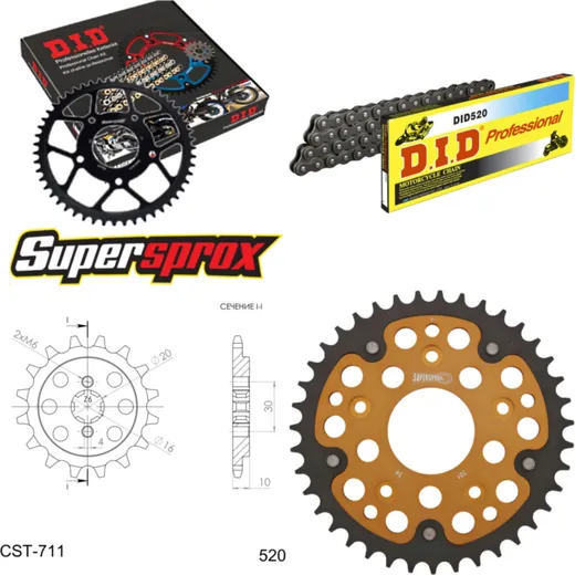 Kettensatz Stealth gold für: CAGIVA Cruiser 125 87-89 14-39-112 DID520 Clip