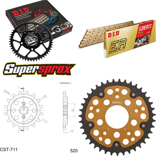 Chain Kit Stealth gold for: CAGIVA Cruiser 125 87-89 14-39-112 DID520ERT2(G&G) Clip