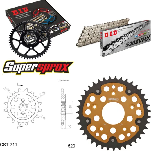 Kettensatz Stealth gold für: CAGIVA Cruiser 125 87-89 14-39-112 DID520ZVM-X(S&S) Niet