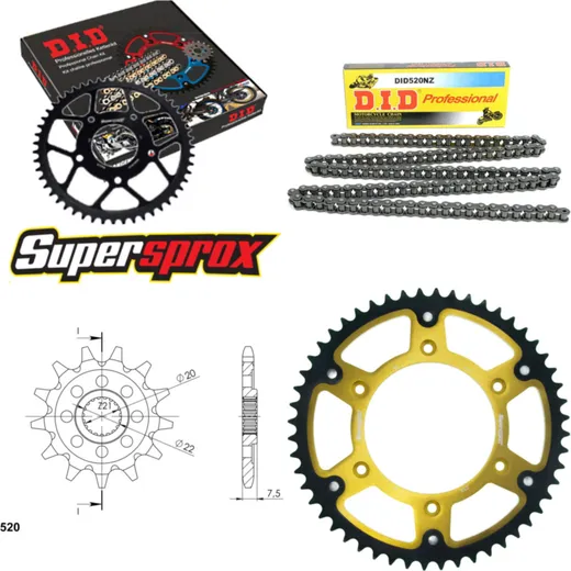 Chain Kit Stealth gold for: HONDA CR125 R 04-07 13-52-116 DID520NZ Clip