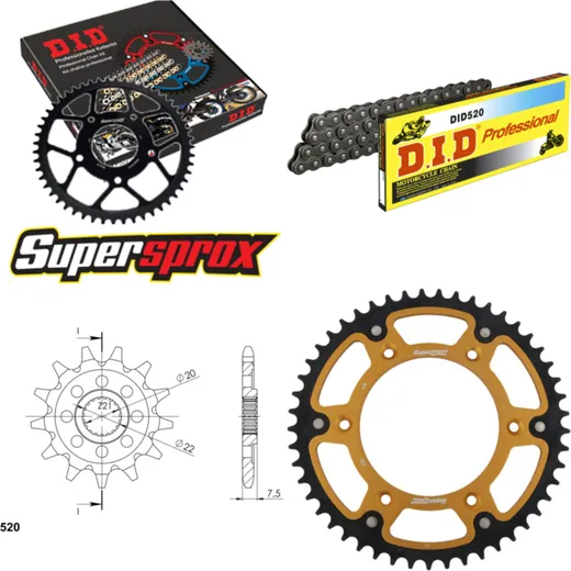 Chain Kit Stealth gold for: HONDA CRF250 R 10-13 13-49-116 DID520 Clip