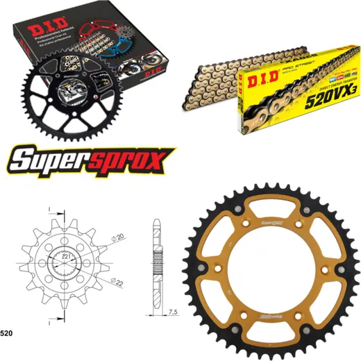Chain Kit Stealth gold for: HONDA CRF250 X [US] 04-04 13-49-114 DID520VX3(G&B) endless