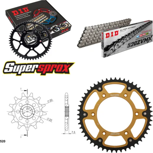 Chain Kit Stealth gold for: HONDA CRF250 R 04-09 13-51-114 DID520ZVM-X rivet