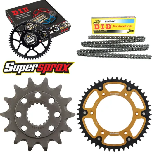 Kettensatz Stealth gold für: HONDA CR500 R 88-91 14-49-116 DID520NZ Clip