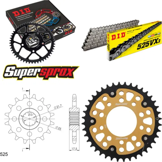 Chain Kit Stealth gold for: HONDA CB500 /R /S 94-03 15-40-108 DID525VX3 endless