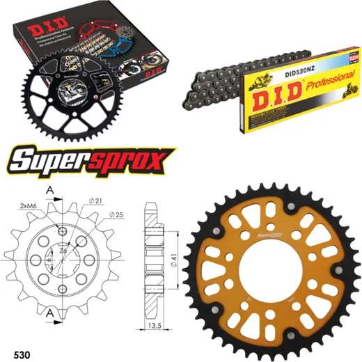 Kettensatz Stealth gold für: HONDA VF500 F/F2 Interceptor 15-43-108 DID530NZ Clip