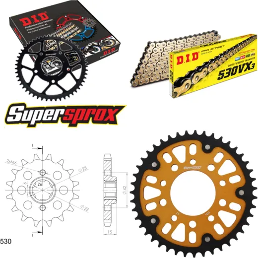 Chain Kit Stealth gold for: HONDA CBX550 F 82-84 16-43-104 DID530VX3(G&B) rivet