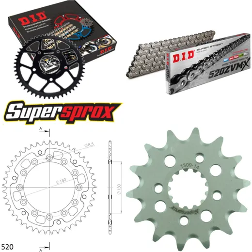 Chain Kit Stealth gold for: HONDA XR600 R [DE] 91-00 14-45-110 DID520ZVM-X rivet