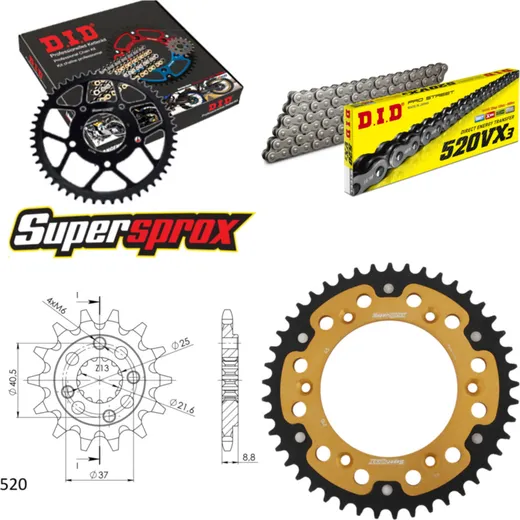 Chain Kit Stealth gold for: HONDA XR650 L [US] 93-96 15-45-114 DID520VX3 rivet