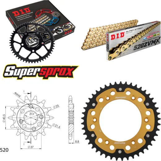 Chain Kit Stealth gold for: HONDA XR650 L [US] 93-96 15-45-114 DID520ZVM-X(G&G) endless