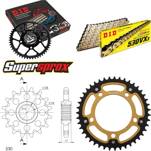 Chain Kit Stealth gold for: HONDA CBR600 F 91-96 15-43-108 DID530VX3(G&B) rivet