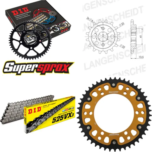 Chain Kit Stealth gold for: HONDA XL600 V Transalp 87-88 15-47-118 DID525VX3 endless