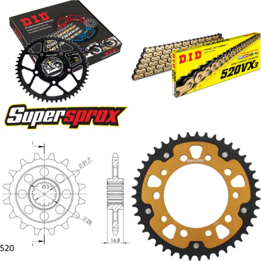 Chain Kit Stealth gold for: HONDA NC750 SA 14-15/SD 14-1 17-43-114 DID520VX3(G&B) endless