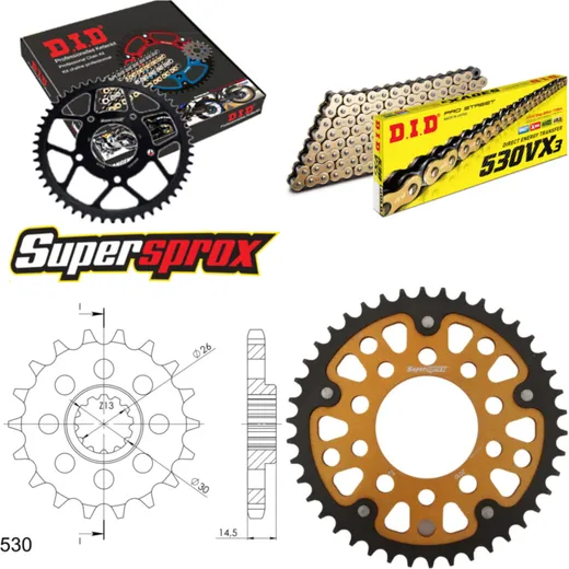Chain Kit Stealth gold for: HONDA CBX1000 Pro Link 81-82 18-42-108 DID530VX3(G&B) endless