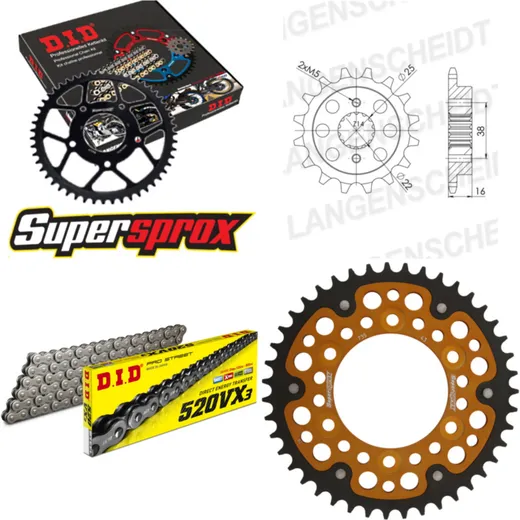 Chain Kit Stealth gold for: DUCATI 600 Monster /Dark 95-99 14-43-102 DID520VX3 rivet
