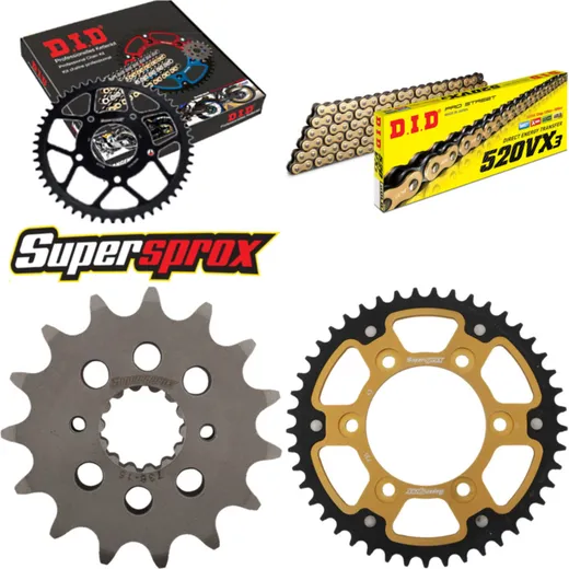 Kettensatz Stealth gold für: DUCATI 695 Monster 08-08/696 15-45-108 DID520VX3(G&B) Niet